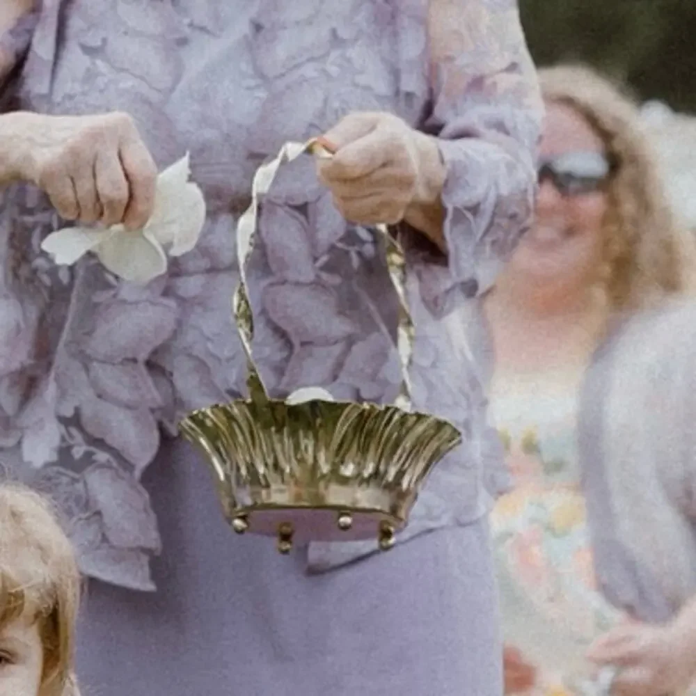 Vintage 1970s Metal Gold Basket‎